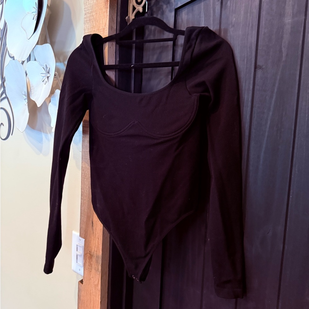 Forever 21 Black Long Sleeve Bodysuit